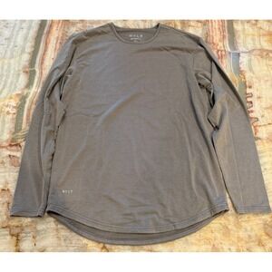 Bylt Mens T-Shirt Gray Snow Wash Drop-Cut Crew Neck Long Sleeve Large